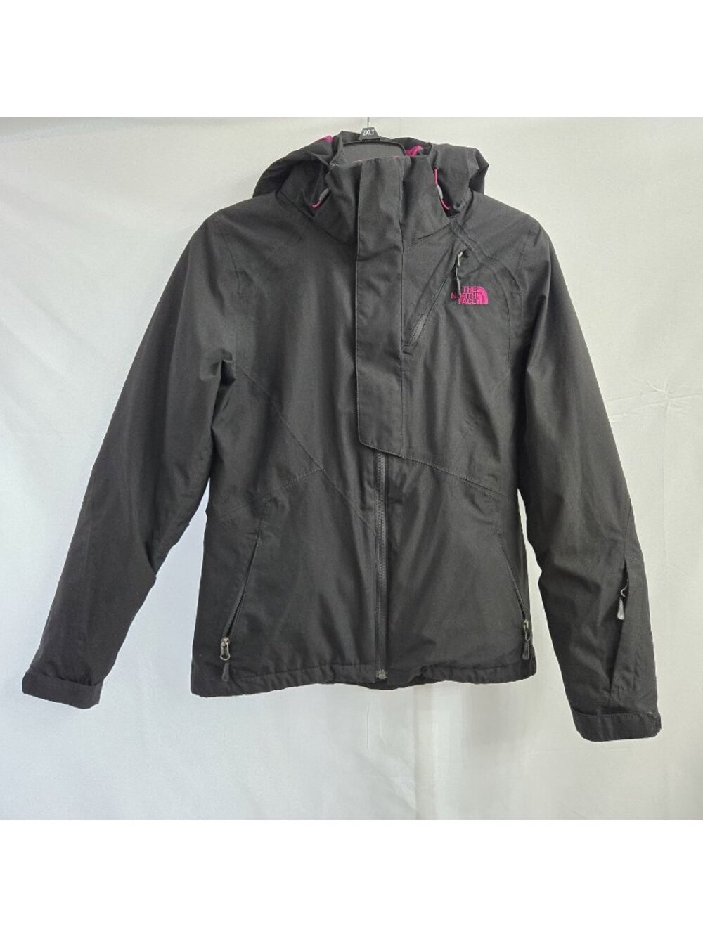 The North Face Black & Textured Hot Pink Hyvent Hooded Jacket Size Small Petite